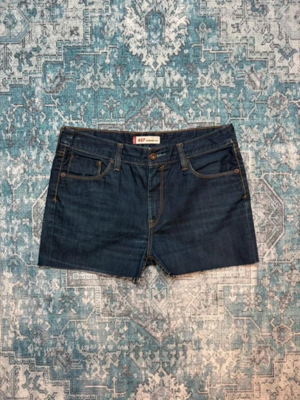Levi’s 627 Straight Fit Denim Shorts W32 12 Dark Blue
